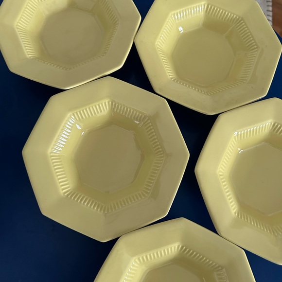 Vintage Independence Ironstone Octagonal Yellow Fruit Bowl Set - Picture 2 of 5